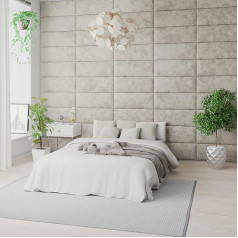 Aspire Beds EasyMount Upholstery Panels with Velcro Fastener for Wall Mounting, Modular Wall Panel for Headboard, 4 Pieces, Fabric, Mirazzi Velvet Fabric, Mother of Pearl, 76 cm Wide