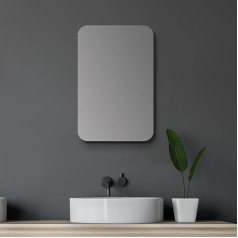 Talos Bathroom Mirror Cabinet Oval 40 x 60 cm - Bathroom Mirror Cabinet with High-Quality Aluminium Body in Matt Black - Bathroom Mirror Cabinet with Two Glass Shelves