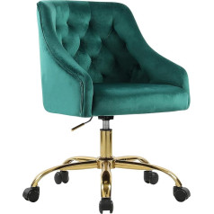 Fiximaster 6030S Computer Chair / Swivel Chair / Dining Room Chair with Velvet Cover and Gold-Coloured Base Rotatable Infinitely Height Adjustable Upholstery Colour: Green Elegant and Functional