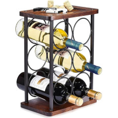 Ouseen Wine Bottle Holder, 6 Bottles Wine Rack Stand, Wine Rack Freestanding Made of Wood, Perfect for Home Decoration & Kitchen Storage Rack, Bar, Basement, Cabinet, Pantry, etc (Holds 6 Bottles)