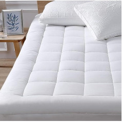 Oaskys Mattress Pad Protective Cover with 18 Inch Deep Pocket Thread Count 300 Cotton Down Mattress Topper for Beds, White, Queen
