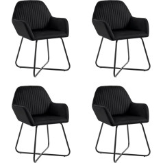 Vidaxl Dining Room Chairs, Set of 4, Dining Room Chairs with Armrests, Dining Chair, Kitchen Chair, Steel Legs, Chair, Upholstered Chair, Dining Room, Kitchen, Modern, Black Velvet