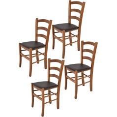 T M C S Tommychairs Venice Chairs Set of 2, Robust Structure, Made from Lacquered Beech Wood, in Honey Colour and Seat Upholstered in Ivory Faux Leather