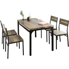Sobuy OGT28-N+FST72-Nx4 5-Piece Dining Set with 4 Chairs Kitchen Table Wooden Table Balcony Table