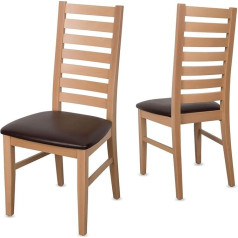 Staboos CH02 Dining Room Chairs Set of 2 Wooden Chairs up to 150 kg - Fully Assembled - Padded Kitchen Chair - Solid Beech Wood (Natural - Brown)