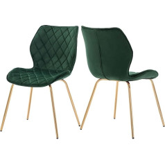 Duhome 5180X1 Velvet Fabric Upholstered Dining Chairs, Retro Design with Backrest & Gold Metal Legs, Choice of Colours, Set of 2