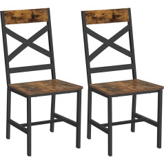 Vasagle Double Dining Chairs, Kitchen Chairs Set of 2, Chairs for Dining Room, Steel Frame, Ergonomic Design, Industrial Style, for Living Room, Dining Room, Rustic Brown and Black LDC094B01