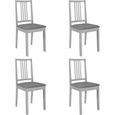 Vidaxl Dining Room Chairs, Set of 4, Dining Room Chairs with Padding Backrest, Dining Chair, Kitchen Chair, Wooden Frame, Dining Room Kitchen, Modern, Grey Solid Wood