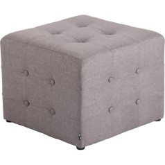 CLP Melbourne Stool with High-Quality Padding and Fabric Cover, Padded Cube, Square Ottoman, Grey