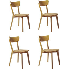 Nordic Story Diana Chairs (Set of 4) • Bistro Chairs (Natural Oak) • Dining Room Chairs for Kitchen, Dining Room, Cafe, Living Room • Solid Wood (Oak)