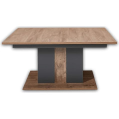 Stella Trading Mediana Dining Table in Havel Oak Cognac Look, Graphite Matt, Extendable Dining Room Table for Your Living Room and Dining Room, 160-210 x 76 x 90 cm (W x H x D)
