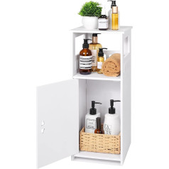 Yarukima Bathroom Cabinet, Narrow Bathroom Cabinet, White, Freestanding Side Cabinet with Open Shelves and Storage Shelf with Doors, Multi-Purpose Bathroom Cabinet for Living Room, Dining Room, Kitchen