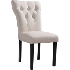 Acme Furniture AC-71523A Wooden Dining Chair Upholstered Beige Linen