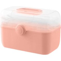 Pilipane Large Capacity Medicine Storage Box with Plastic Pill Organiser Kit Case, Medicine Box, Transparent First Aid Box, Multilayer Medicine Cabinet (L Pink)