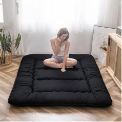 Maxyoyo Japanese Floor Mattress, Futon Mattress, Thick Tatami Mat, Sleeping Mat, Foldable Roll-Up Mattress, Dormitory Mattress Topper, Floor Lounger Cushion Bed (Single Bed, Black)