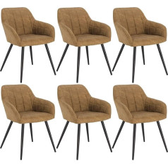 Woltu BH93-6 Set of 6 Upholstered Dining Room Chair Kitchen Chair with Armrests, Metal Frame