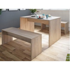 Möbelando Bellevue I Sonoma Oak Table Set Dining Room Furniture (3-Piece)