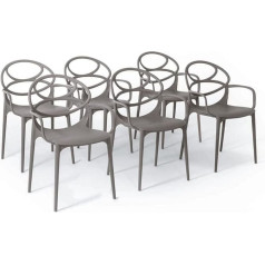 Rattatan Charlotte Fibreglass Reinforced Resin Chairs (6, Taupe Grey)