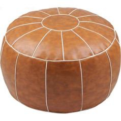Zefen Decorative Pouf Footstool Round Unfilled Leather Ottoman Cushion for Storing or Resting Your Feet Floor Chair Foot Living Room Bedroom Nursery and Wedding (Brown)