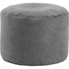 Mokebo ® Pouf, Stool or Floor Cushion 50 x 30 cm 'Der Ruhepouf' Round Stool and Footstool for Living Room, Fabric Seat Pouf in Anthracite, Side Table, Pouf, Pouf for Indoor Use with EPS Beads Filling