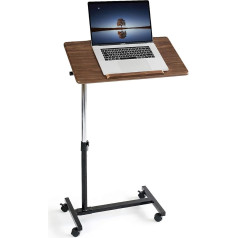 Tatkraft Gain Laptop Table Height Adjustable with Wheels, Height Adjustable 71-96 cm, Large Table Top, Suitable for up to 17 Inch Laptops, Robust and Stylish