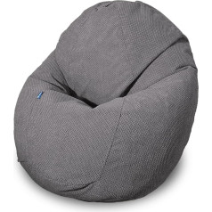 Bruni Classico V Indoor Bean Bag - Large Soft XXL Honeycomb Velour Bean Bag with Filling Made in Germany (Grey, L)