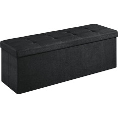Songmics Storage Ottoman, Padded Foldable Bench, Chest with Lid, 120 L Capacity, Load Capacity up to 300 kg, for Bedroom, Hallway, Living Room, Light Black SPF077B20