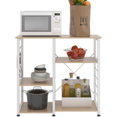 Sogesfurniture Kitchen Baker's Rack, Utility Microwave Stand 3 Tier Stand for Kitchen Storage Workplace Shelf, White Maple