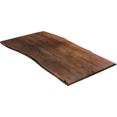 SAM Table Top 200 x 100 cm, Walnut-Coloured, Solid Acacia, 35 mm, Stylish Wane Edge, Easy-Care, Unique Item