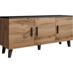 Mirjan24 Lotta II 150 3D Scandinavian Style Chest of Drawers Multi-Purpose Cabinet Living Room Cabinet Sideboard Cabinet Living Room (Wotan Oak + Black)