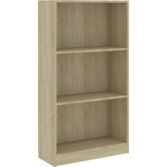 Vidaxl Bookcase, 3 Compartments, Standing Shelf, Filing Shelf, Wall Shelf, Room Divider, Office Shelf, Multi-Purpose Shelf, Sonoma Oak, 60 x 24 x 109 cm, Wood Material