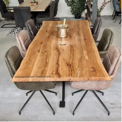 Live Distance Shopping MyTimber® Solid Oak Table Top Made of Real Wood, Tree Edge or Straight Edge, Natural or Oiled, An eye-catcher for any room (tree edge - oiled, 120 x 70 cm)