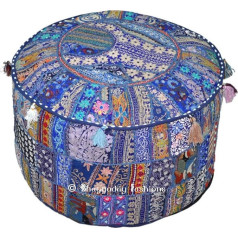 Bhagyodayfashions indischen Bohemian Patchwork Pouf Polsterhocker, Vintage indischen Pouf, Pouf, Sitzkissen, Fusshocker, rund Pouf Polsterhocker, Sitzsack, Boden Kissen osmanischen Pouf, Kissen gemustert Cocktail Vintage hassock Pouf, 45,7 x 33 cm. Von bh
