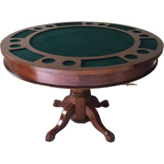 Kunibert Poker Game Table Poker Dining Table Roulette All in One Table Solid Wood Round Width 120 cm