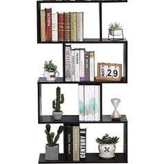 Etnic Art Etnicart Wenge Office Bookcase, Modern Double-Sided, 70 x 23.5 x 127.5 cm, Self-Supporting, Cube, Design Entrance Living Room Shelf, White Bookcase, Wood, Children's Room, Bookcase, Black