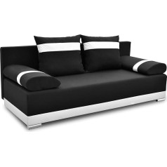 Bonni Orlean Plus Sofa Bed, Sofa with Bed Box and Sleep Functions, Folding Sofa, Sofa Bed, Sofa Bed, Couch from Manufacturer, Couch, Couch Set, Sofa Set (Black/White)