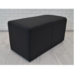 Quattro Meble Real Leather Stool 80 x 40 x 40 cm Cowhide Seat Cube Footstool Upholstered Stool Real Leather Puff Black
