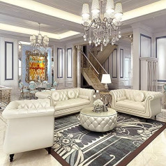 Jvmoebel Design Chesterfield Sofa Set 3+2+1 Leather Sofa Couchen Sofas Couch Cushion