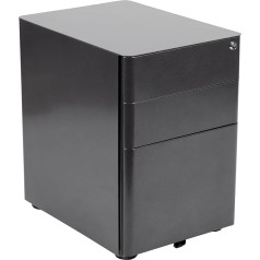 Flash Furniture Modern 3 Drawer Lockable Filing Cabinet with Tilt Mechanism and Hanging Drawer for Right and Letter Folders, Black