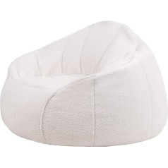 Icon Riviera Bean Bag, XL Adult Bean Bag with Filling for the Living Room, Giant Bean Bag, Fluffy Sherpa (Ivory, Bean Bag)