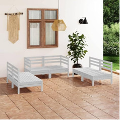 Barash 6-TLG. Garten-Lounge-Set Balkon MöBel Lounge Set Lounge-Sofagarnitur Garten MöBel DraußEn Gartenlounge-Set Weiß Massivholz Kiefer