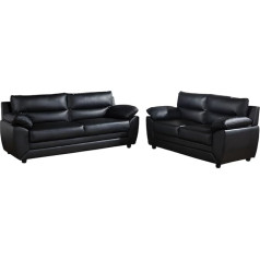 Vente-Unique Manoa 3+2 Couch Set Faux Leather Black