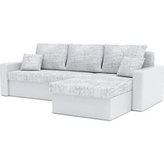 Generic Corner Sofa, Zeus, with Sleep Function, Best Sofa Bed, Corner Couch with Bed Drawer, Couch, Living Room, Upholstered Furniture, Furniture with Sleep Function, Sofa Bed with Storage Box (Lawa 09 + Soft 17)