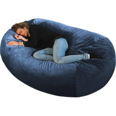 Bananair - Long XXL Bean Bag Sofa Pear Cushion Mattress - Filled with Crushed Foam - Double Covers Machine Washable Blue