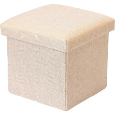 Drsumlf Ottoman Folding Organizer Footstool Linen Cube Single Seat Foldable Storage Chest with Lid
