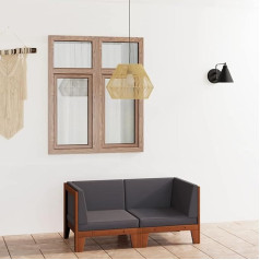 Homgoday 2-Sitzer-Sofa mit Dunkelgrauen Kissen Sofa Couch Doppelsofa Relaxsofa Polstersofa Sofa Modern Loungesofa Wohnzimmersofa für Wohnzimmer Empfang Büro Akazie Massivholz