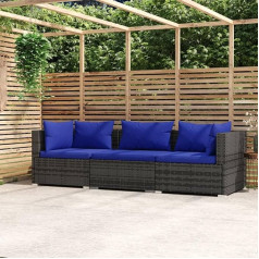Camerina 3 Seater Sofa with Cushion Sofa 3 Seater Comfortable Sofa Bed Sofa Bed Sofa Living Room Grey Poly Rattan 317566