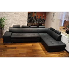 Quattro Meble London PIK 6z Real Leather Corner Sofa, 300 x 200 cm, Sofa Couch with Sleep Function, Bed Box and Headrests, Real Leather, Large Choice of Colours (Corner Right 300 x 200 cm)