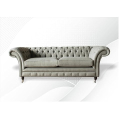 Jvmoebel Chesterfield 3 Seater Textile Sofa Grey Design Couchen Upholstery Sofa Couchen New