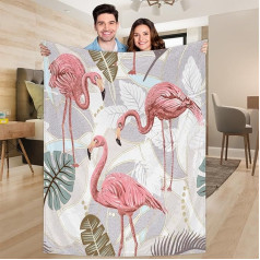 Ririx Überwurfdecke mit Flamingo-Blättern, für Bett, Couch, Sofa, Stuhl, Camping und Reisen, leichte Decke, groß (203,4 x 152,4 cm)